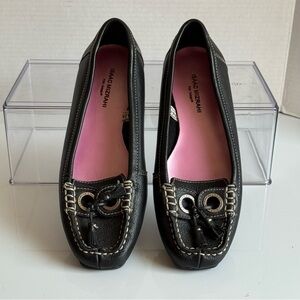 Isaac Mizrahi for Target Black Leather Loafers with Pink Insole Size 8